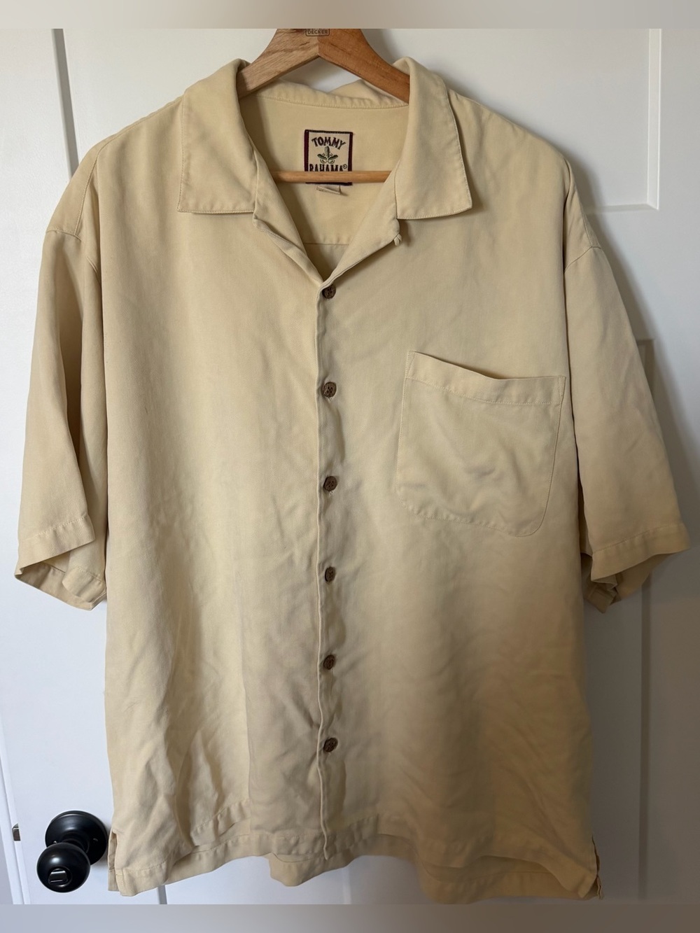 Tommy Bahama Men’s Silk Butter Yellow Short-Sleeve Button Shirt Large Casual